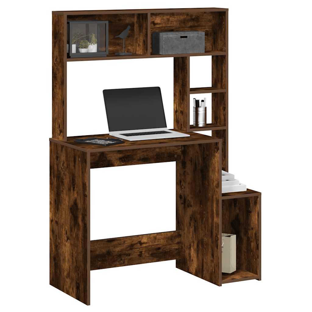 Scrivania Mensole Rovere Fumo 100x45x140 cm Legno Multistrato | homemem39