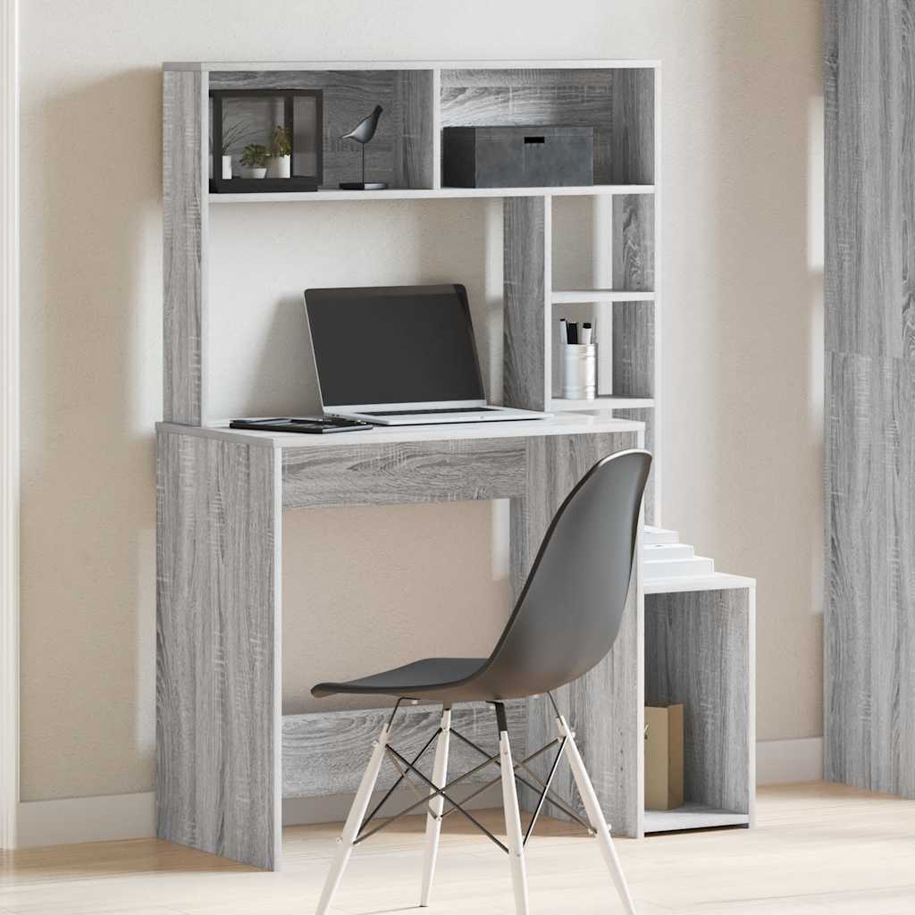 Scrivania Mensole Grigio Sonoma 100x45x140 cm Legno Multistrato | homemem39