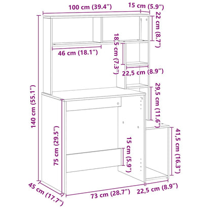 Scrivania Mensole Grigio Sonoma 100x45x140 cm Legno Multistrato | homemem39
