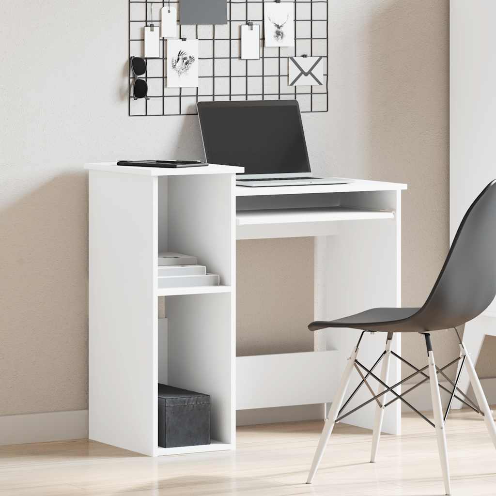 Scrivania con Mensole Bianca 84x40x78 cm in Legno Multistrato | homemem39