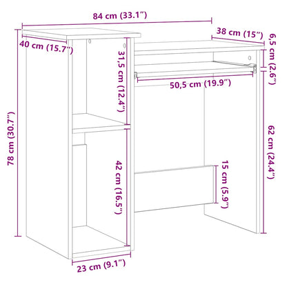 Scrivania e Ripiani Rovere Sonoma 84x40x78 cm Legno Multistrato | homemem39