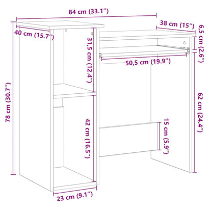 Scrivania Mensole Rovere Fumo 84x40x78 cm Legno Multistrato | homemem39