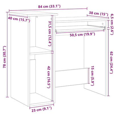 Scrivania Mensole Rovere Marrone 84x40x78 cm Legno Multistrato | homemem39