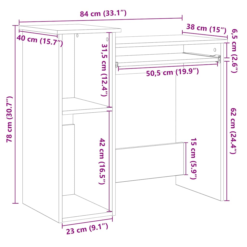 Scrivania Mensole Legno Vecchio 84x40x78 cm Legno Multistrato | homemem39