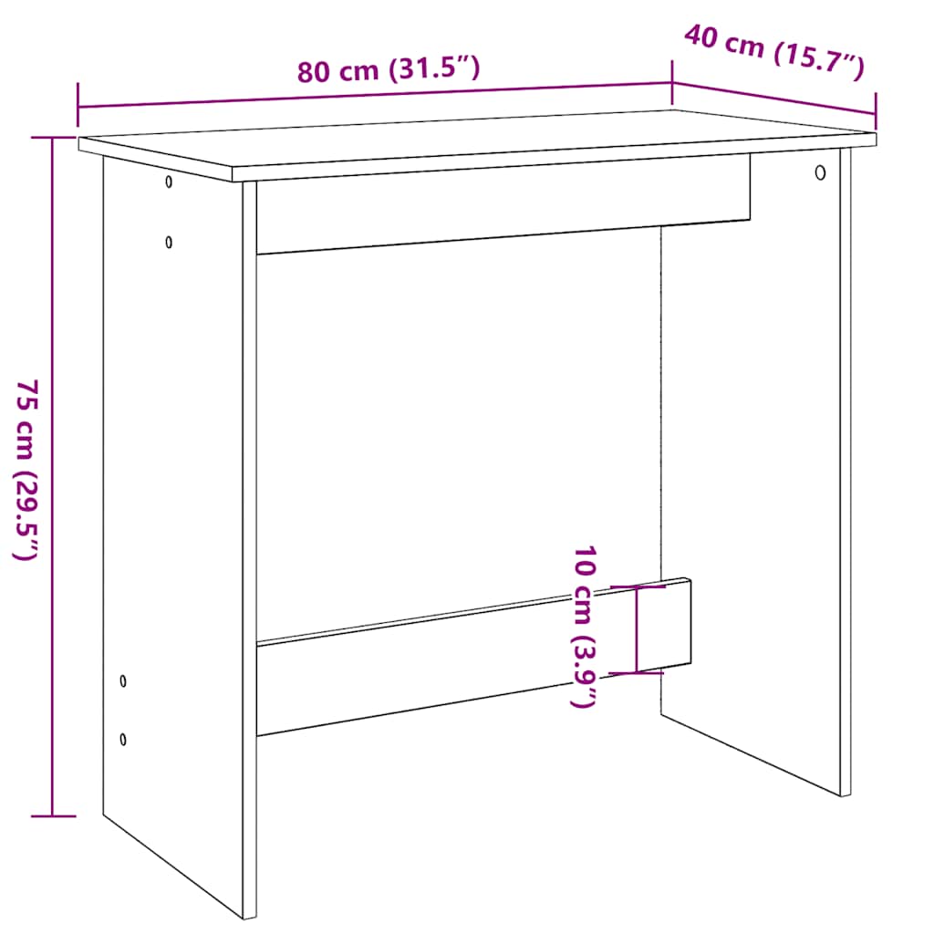 Scrivania Nera 80x40x75 cm in Legno Multistrato | homemem39