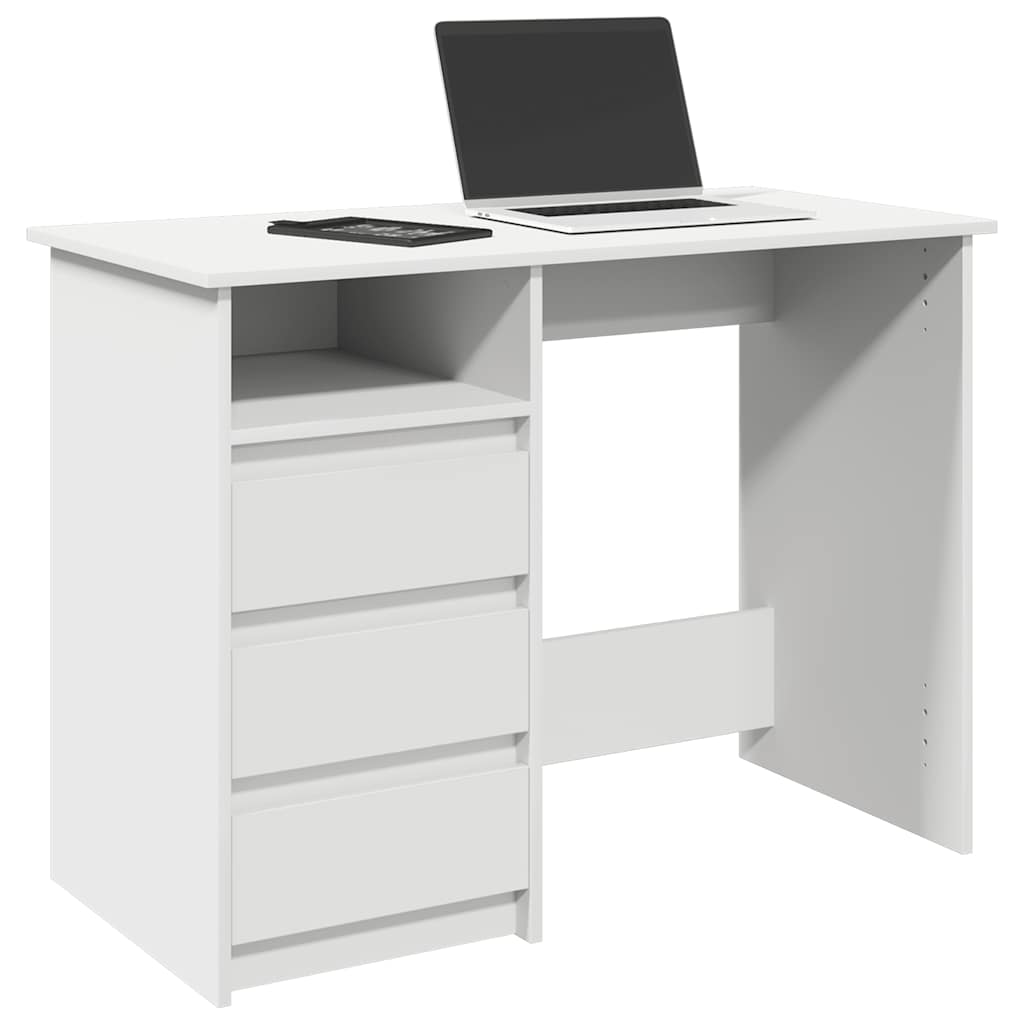 Scrivania Bianca 102x50x75 cm in Legno Multistrato | homemem39