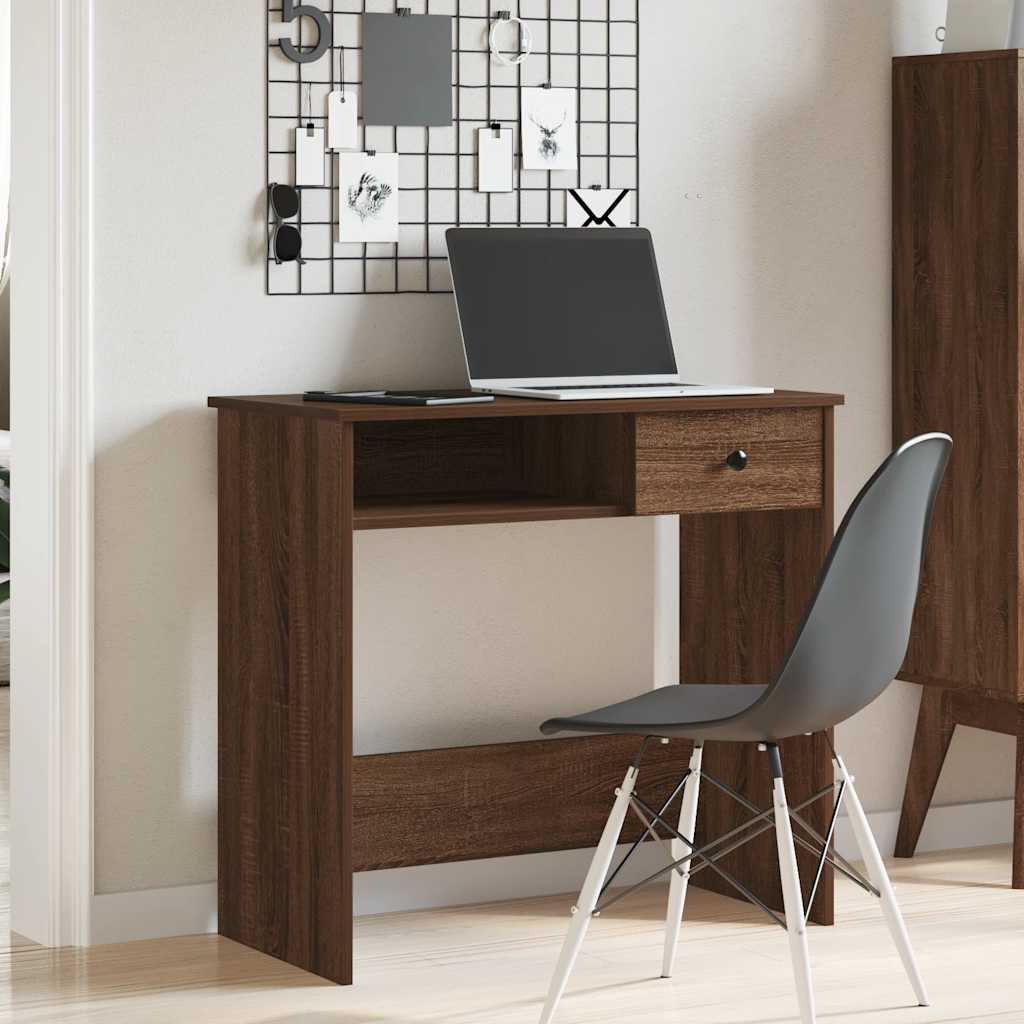 Scrivania Rovere Marrone 80x40x75 cm in Legno Multistrato | homemem39