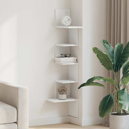 Scaffale Angolare Muro Bianco 32x32x127,5 cm Legno Multistrato | homemem39