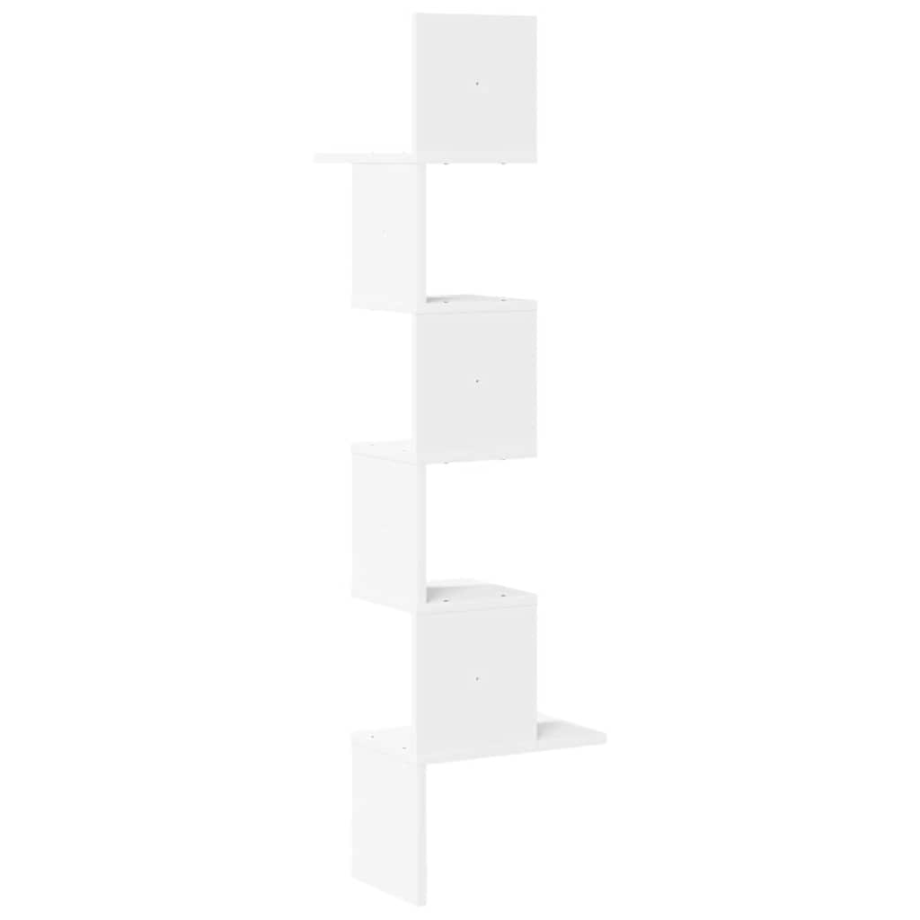 Scaffale Angolare Muro Bianco 32x32x127,5 cm Legno Multistrato | homemem39