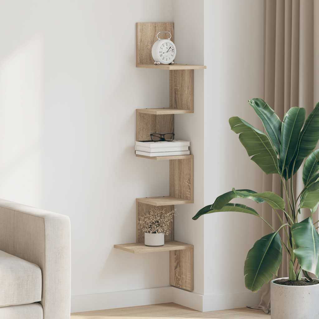 Scaffale Angolare Muro Rovere Sonoma 32x32x127,5 cm Truciolato | homemem39