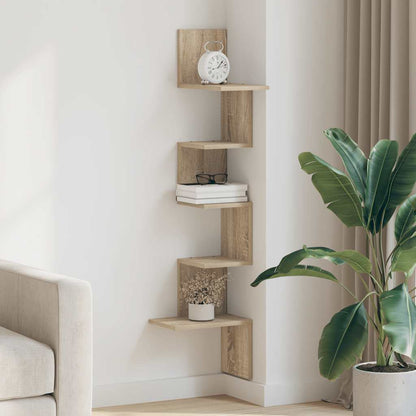 Scaffale Angolare Muro Rovere Sonoma 32x32x127,5 cm Truciolato | homemem39
