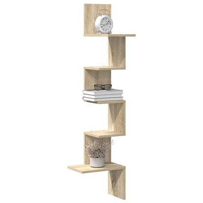 Scaffale Angolare Muro Rovere Sonoma 32x32x127,5 cm Truciolato | homemem39