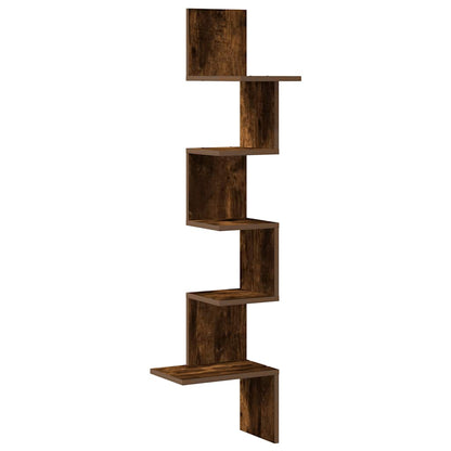 Scaffale Angolare a Muro Rovere Fumo 32x32x127,5 cm Truciolato | homemem39