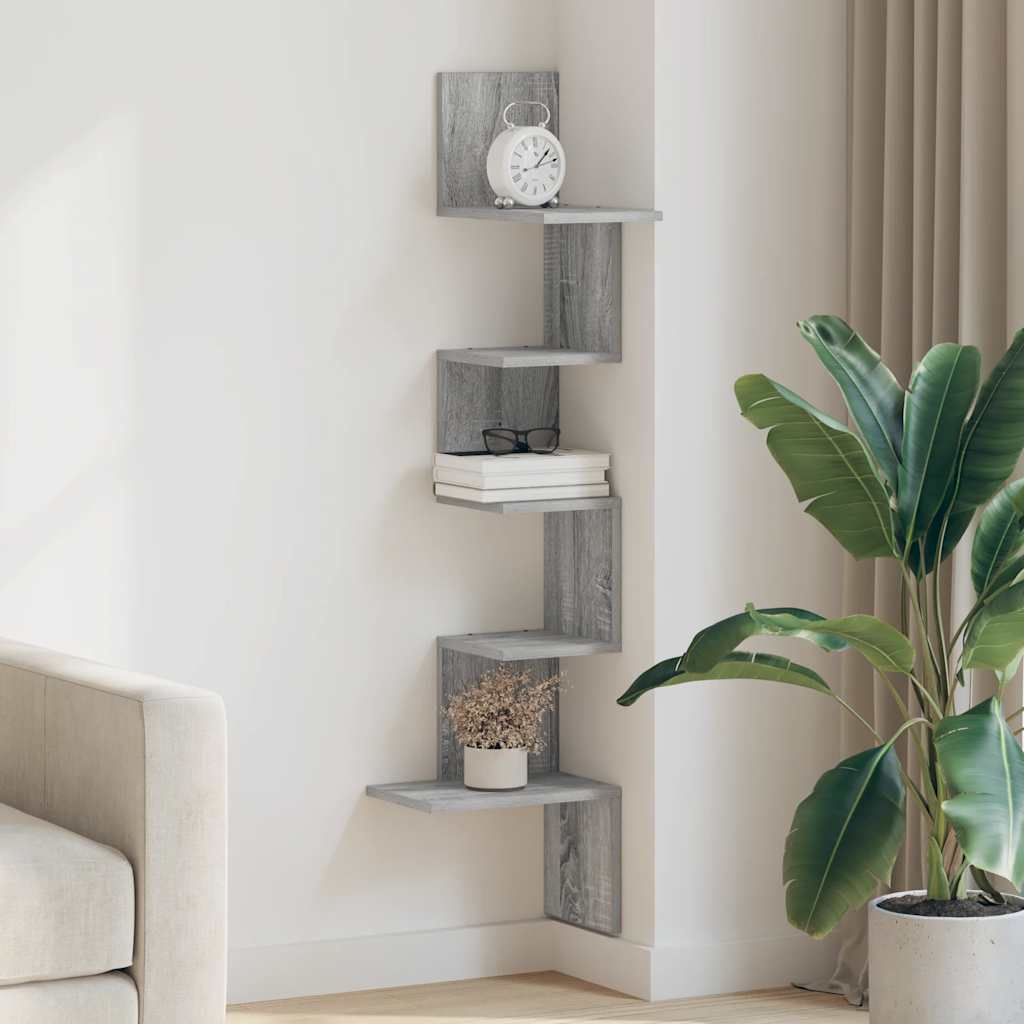 Scaffale Angolare Muro Grigio Sonoma 32x32x127,5 cm Truciolato | homemem39
