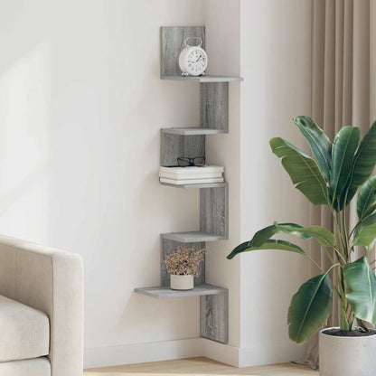 Scaffale Angolare Muro Grigio Sonoma 32x32x127,5 cm Truciolato | homemem39