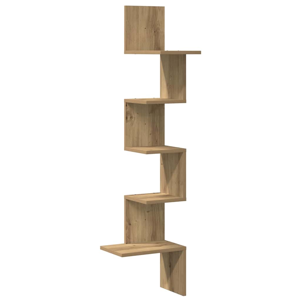 Scaffale Angolare Muro Rovere Artigianale 32x32x127,5 cm | homemem39