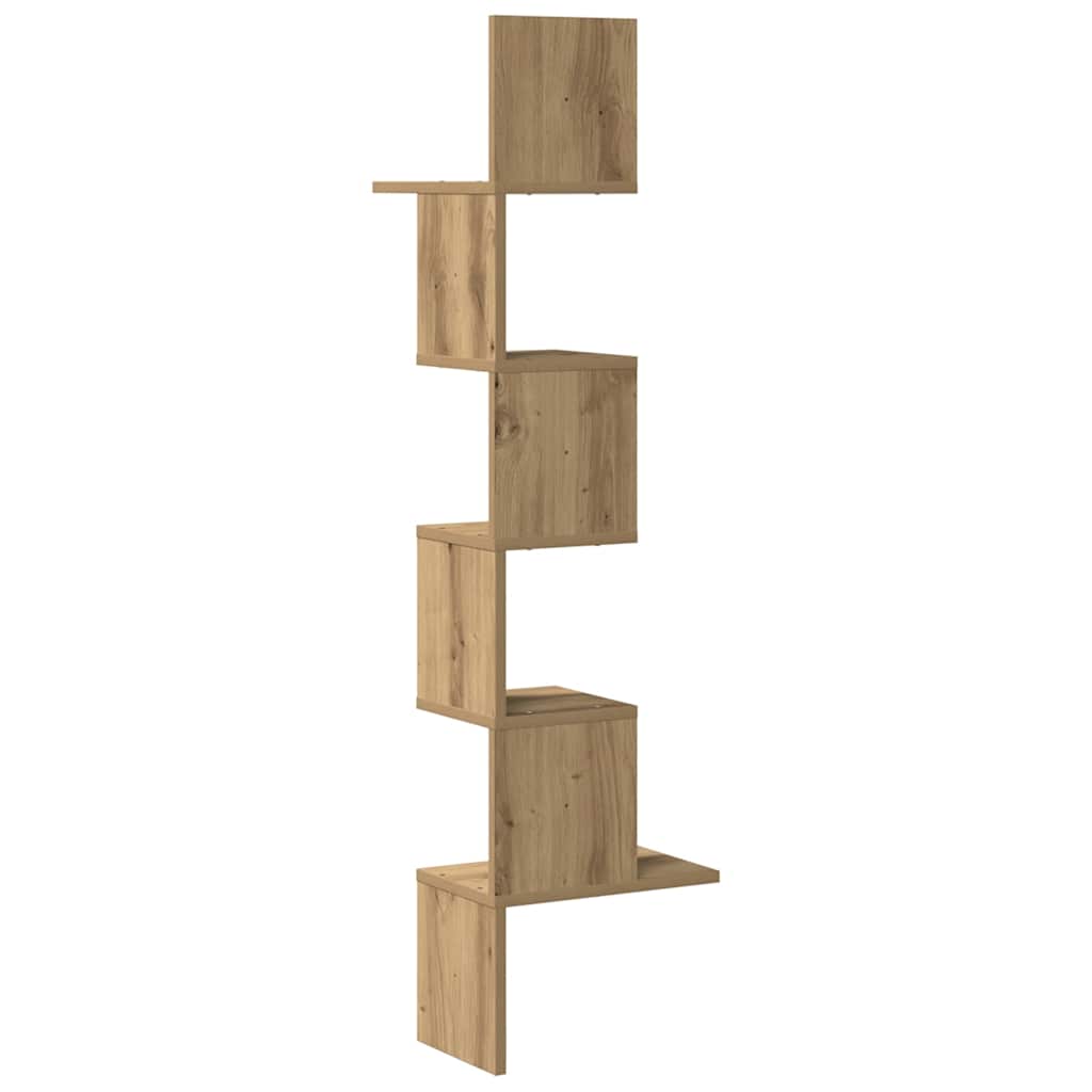 Scaffale Angolare Muro Rovere Artigianale 32x32x127,5 cm | homemem39