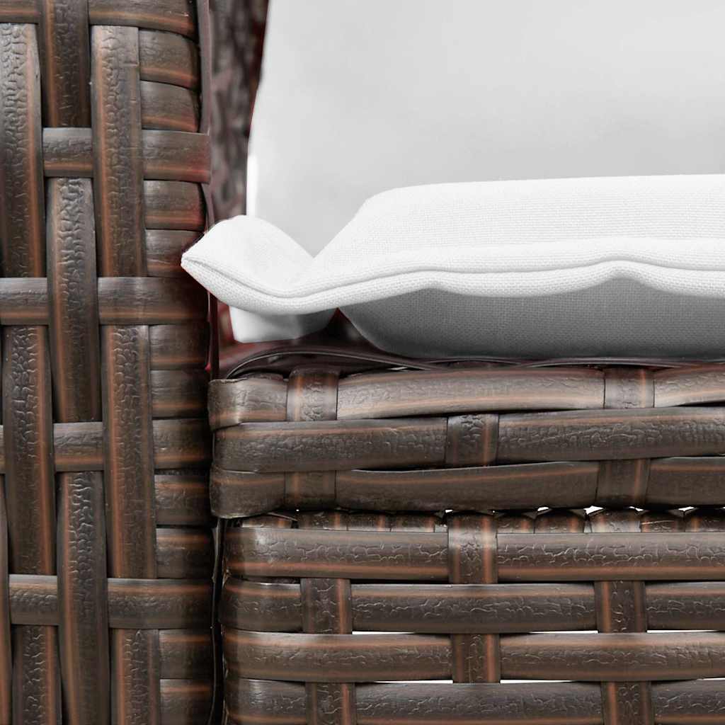 Sedia a Dondolo da Giardino con Cuscini in Polyrattan Marrone