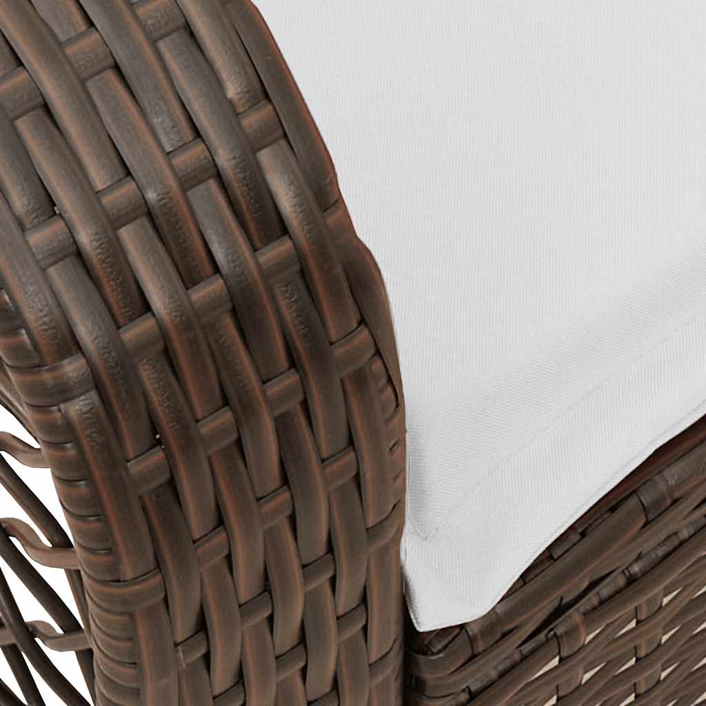 Sedia a Dondolo da Giardino con Cuscini in Polyrattan Marrone