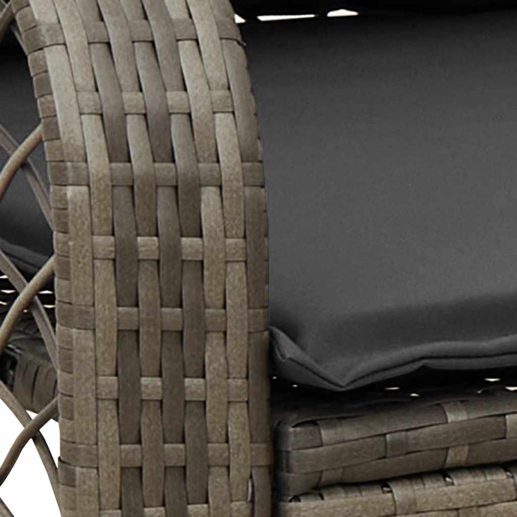 Sedia a Dondolo da Giardino con Cuscini in Polyrattan Grigio - homemem39