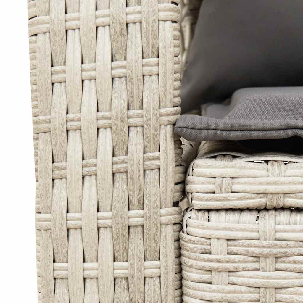 Sedia a Dondolo Giardino con Cuscini Polyrattan Grigio Chiaro - homemem39