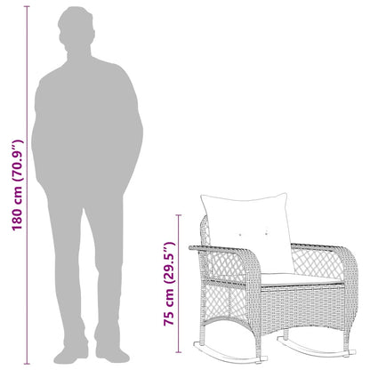 Sedia a Dondolo da Giardino con Cuscini in Polyrattan Grigio - homemem39