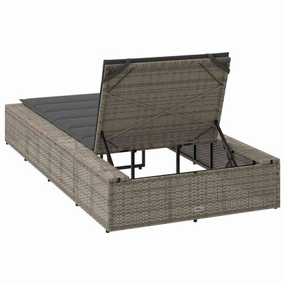 Lettino Prendisole con Cuscino Galleggiante Grigio Polyrattan - homemem39