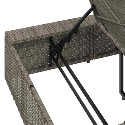 Lettino Prendisole con Cuscino Galleggiante Grigio Polyrattan - homemem39