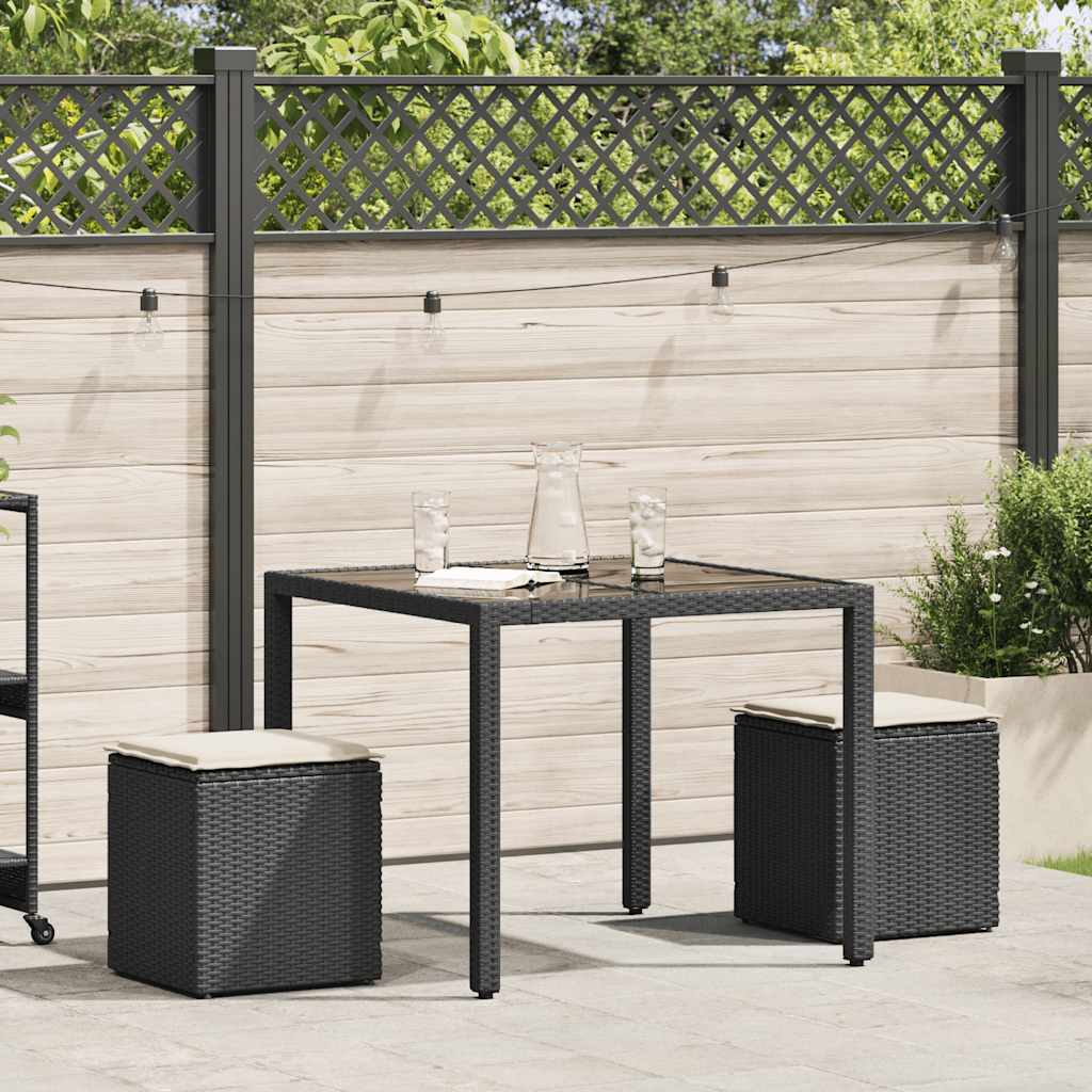Sgabelli Giardino con Cuscini 2 pz Nero 40x40x43 cm Polyrattan - homemem39