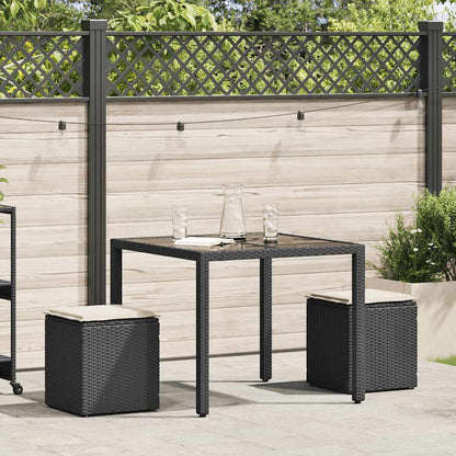 Sgabelli Giardino con Cuscini 2 pz Nero 40x40x43 cm Polyrattan - homemem39