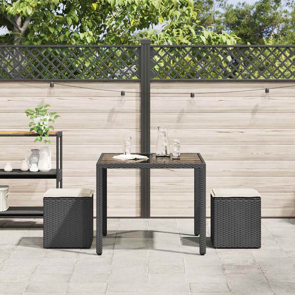 Sgabelli Giardino con Cuscini 2 pz Nero 40x40x43 cm Polyrattan - homemem39