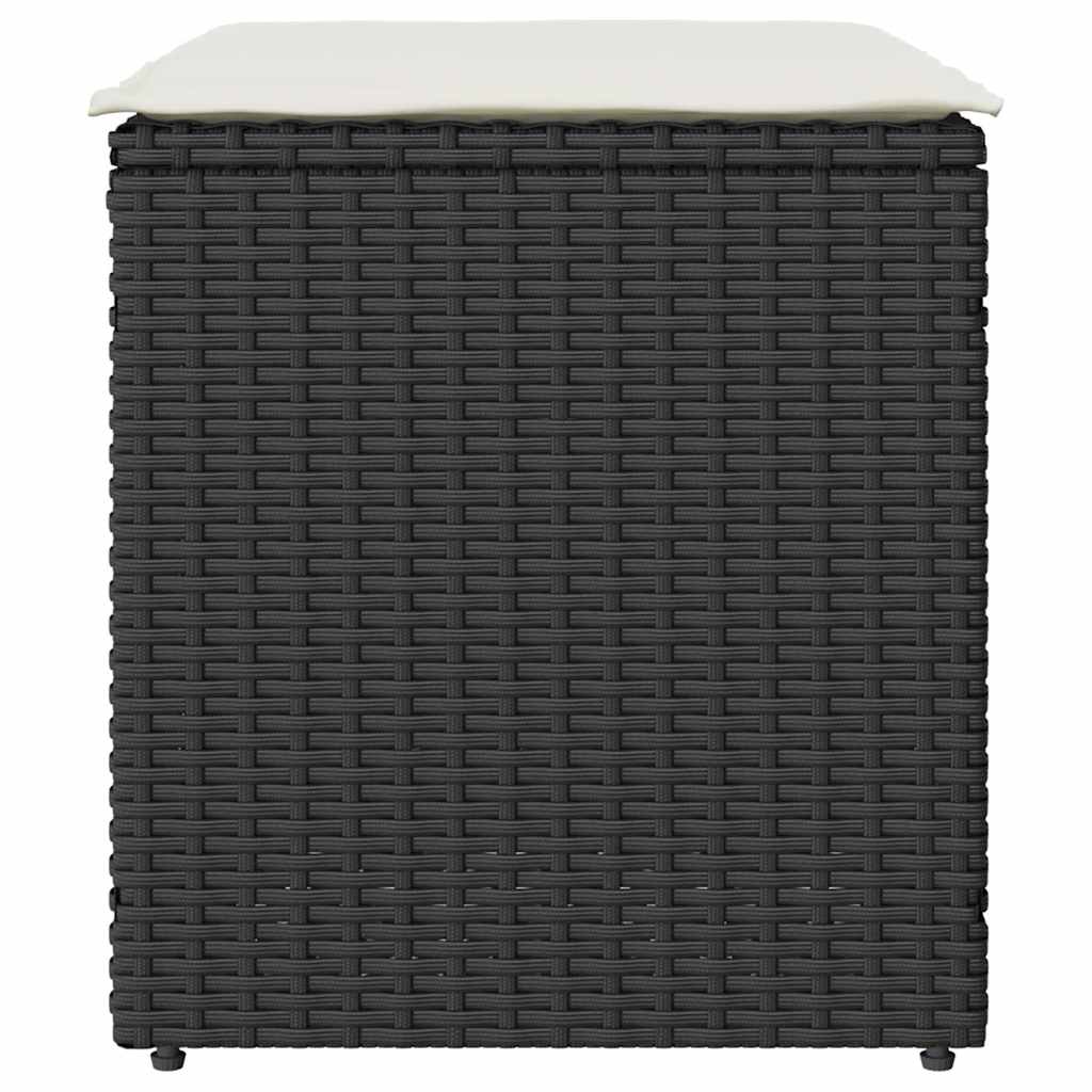 Sgabelli Giardino con Cuscini 2 pz Nero 40x40x43 cm Polyrattan