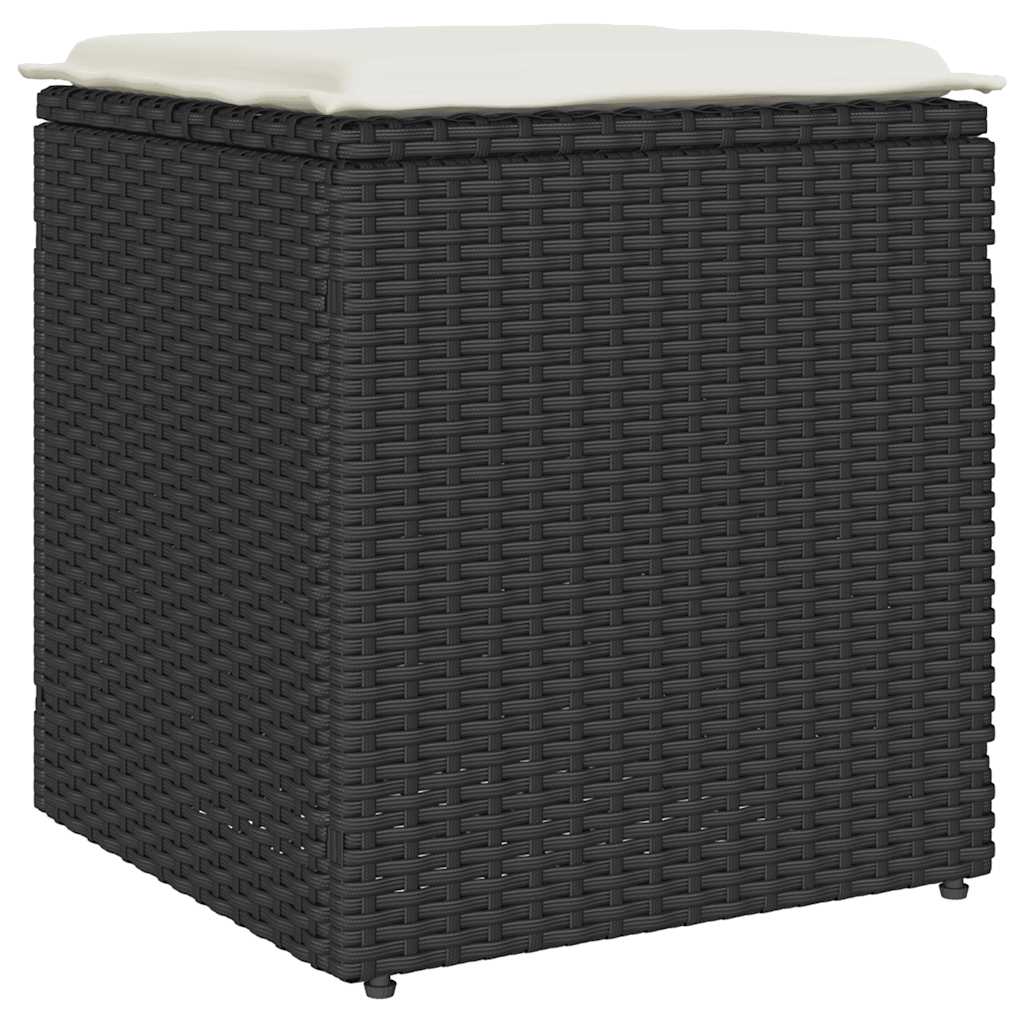 Sgabelli Giardino con Cuscini 2 pz Nero 40x40x43 cm Polyrattan - homemem39
