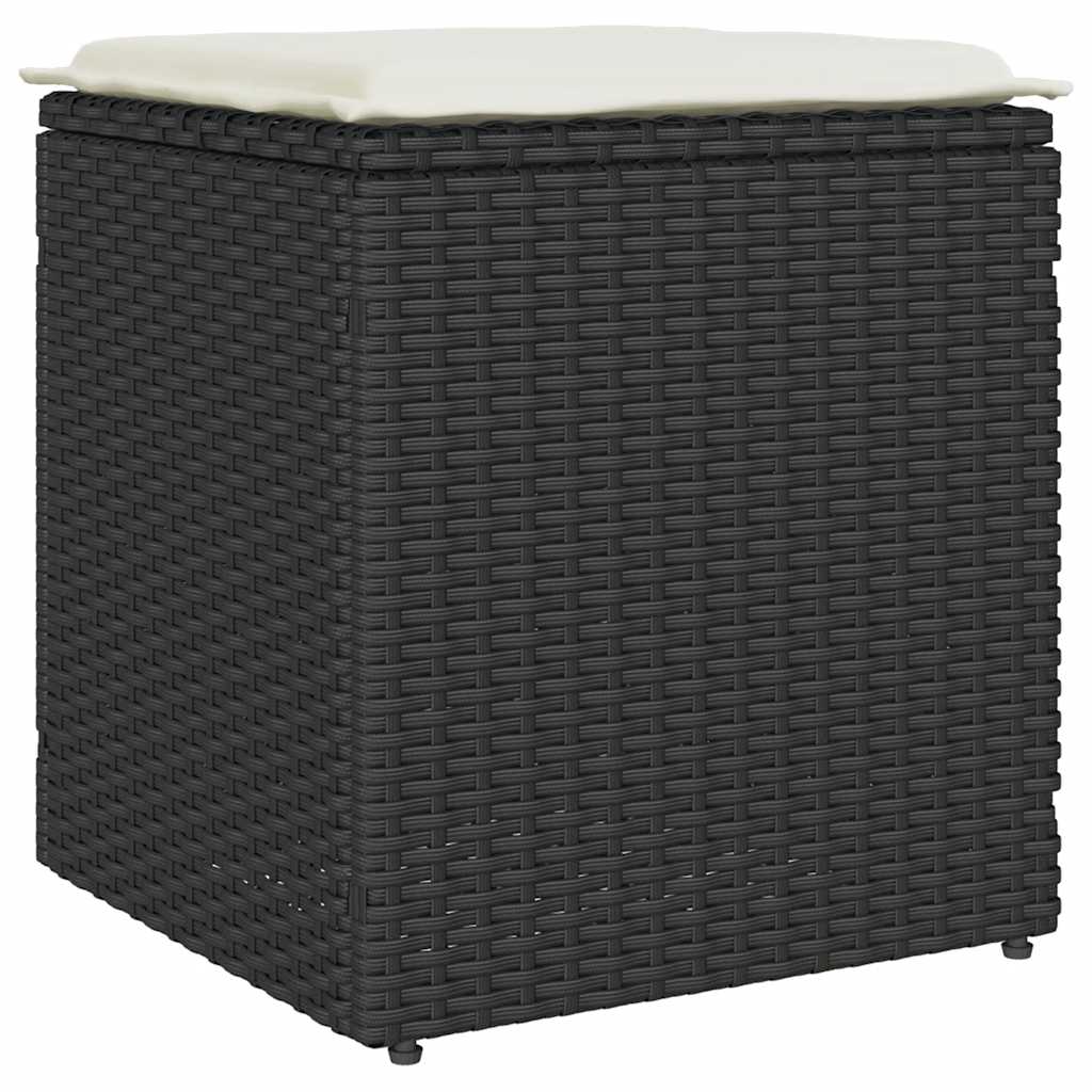 Sgabelli Giardino con Cuscini 2 pz Nero 40x40x43 cm Polyrattan