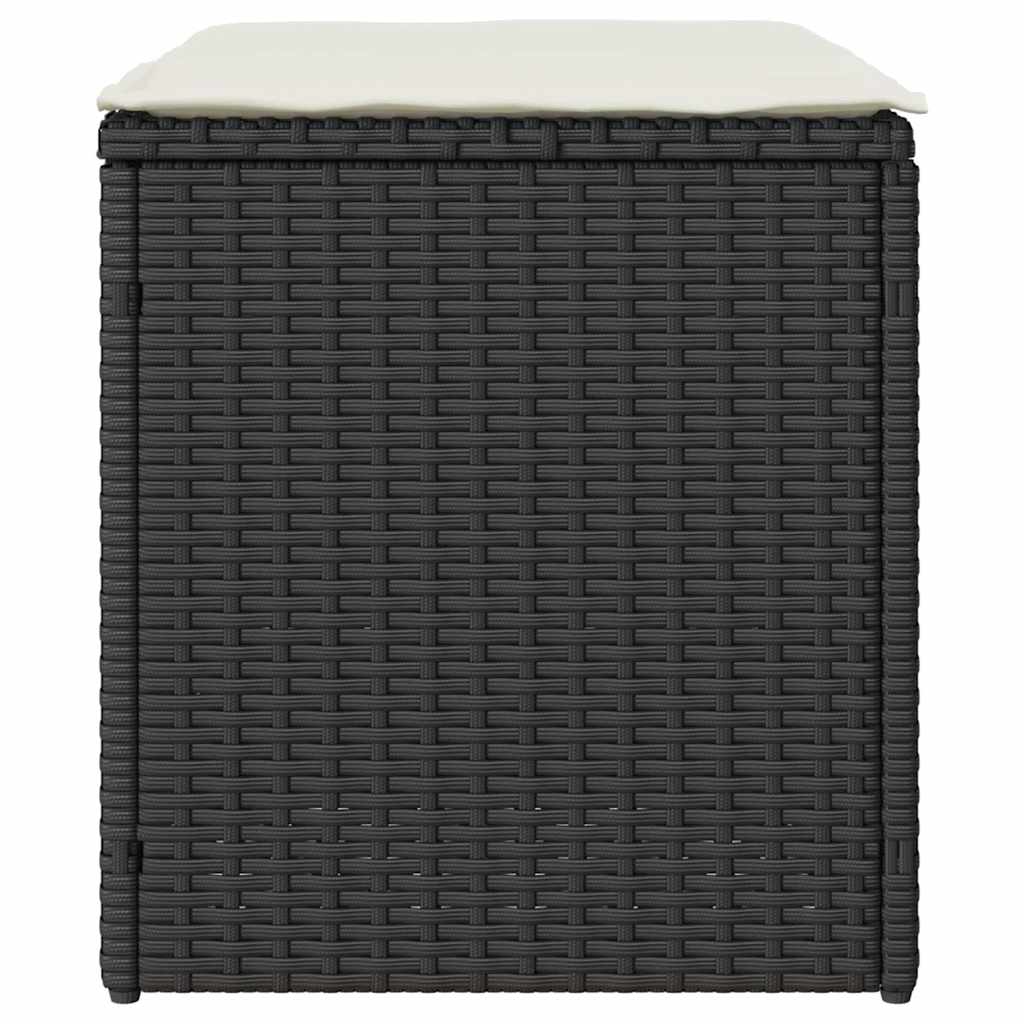 Sgabelli Giardino con Cuscini 2 pz Nero 40x40x43 cm Polyrattan | homemem39