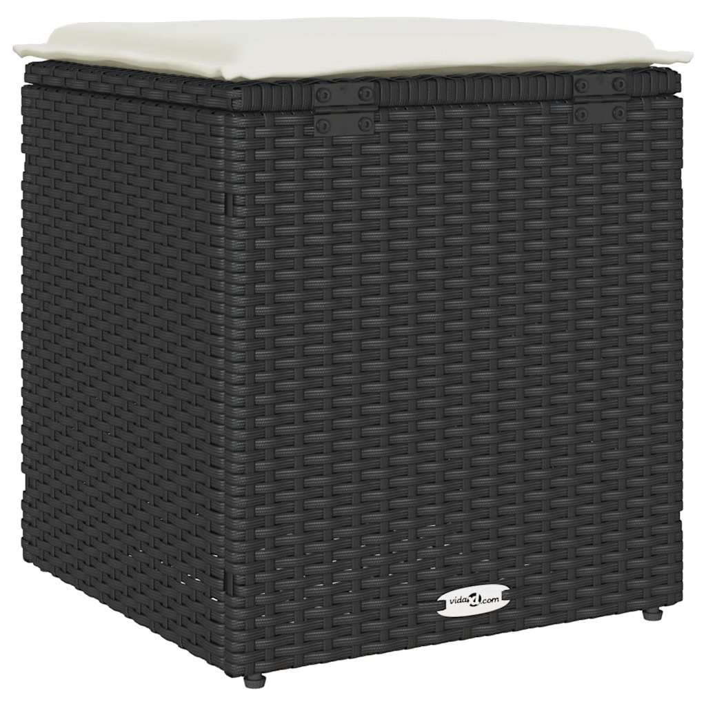 Sgabelli Giardino con Cuscini 2 pz Nero 40x40x43 cm Polyrattan | homemem39