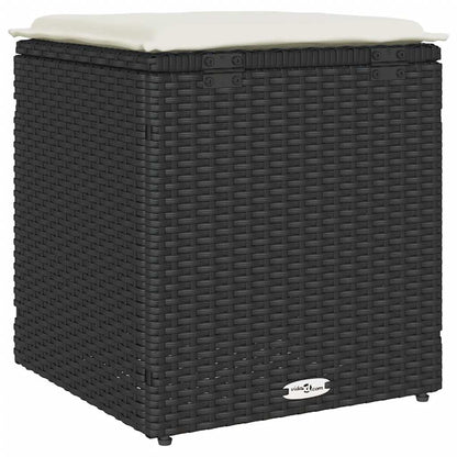 Sgabelli Giardino con Cuscini 2 pz Nero 40x40x43 cm Polyrattan | homemem39
