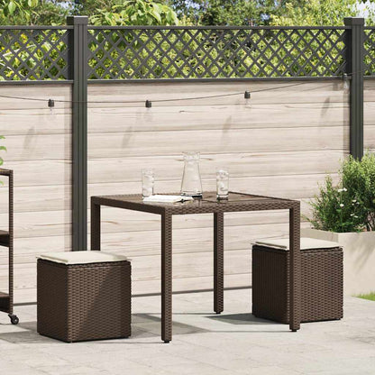 Sgabelli Giardino con Cuscini 2pz Marrone 40x40x43cm Polyrattan - homemem39