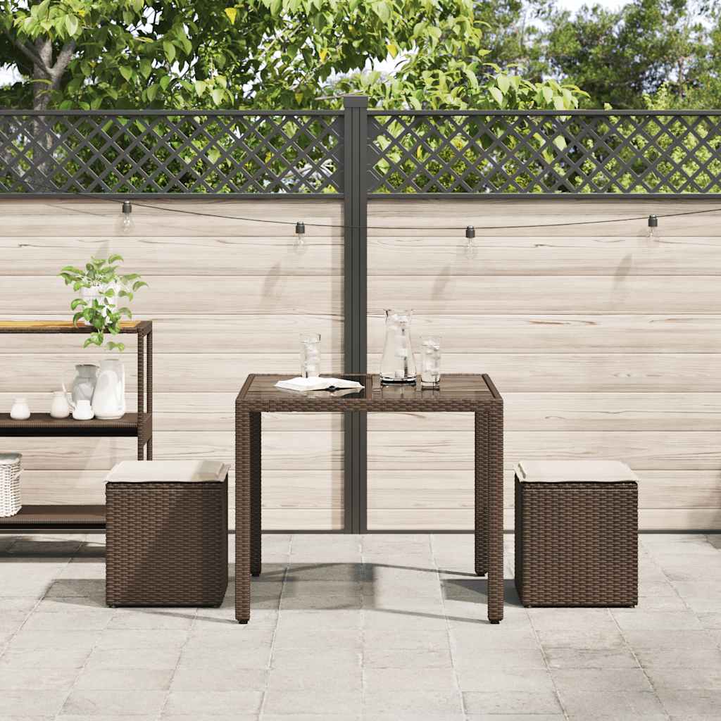 Sgabelli Giardino con Cuscini 2pz Marrone 40x40x43cm Polyrattan - homemem39