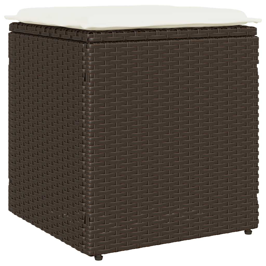 Sgabelli Giardino con Cuscini 2pz Marrone 40x40x43cm Polyrattan - homemem39