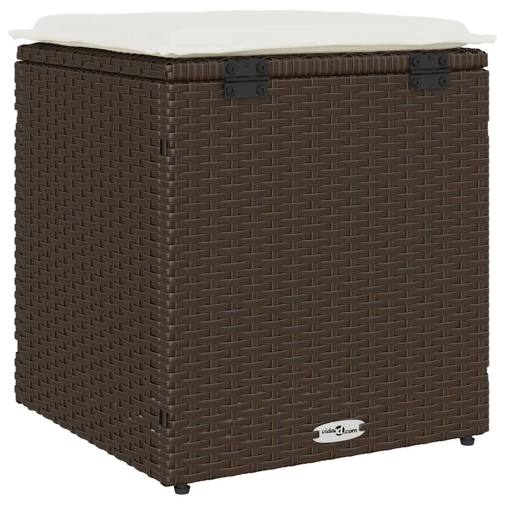 Sgabelli Giardino con Cuscini 2pz Marrone 40x40x43cm Polyrattan - homemem39