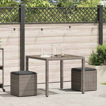 Sgabelli Giardino con Cuscini 2 pz Grigio 40x40x43cm Polyrattan - homemem39