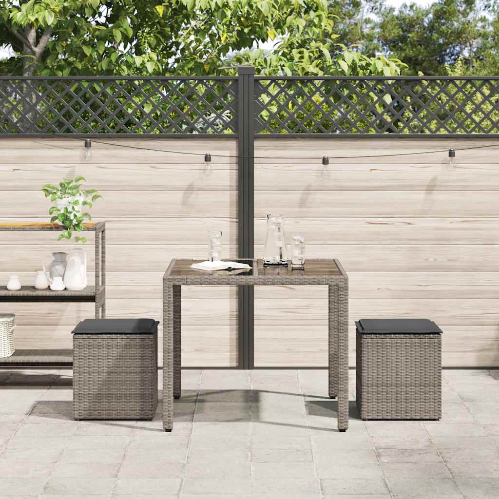 Sgabelli Giardino con Cuscini 2 pz Grigio 40x40x43cm Polyrattan - homemem39