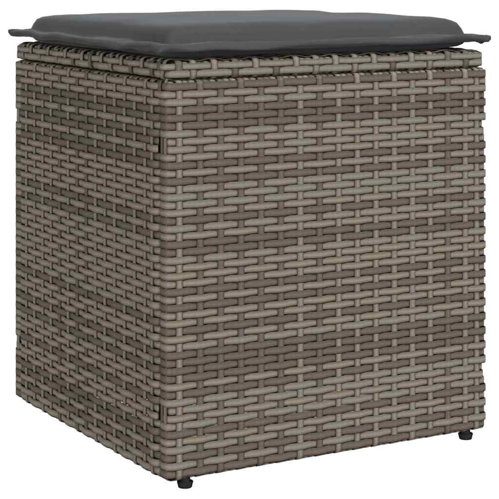 Sgabelli Giardino con Cuscini 2 pz Grigio 40x40x43cm Polyrattan - homemem39