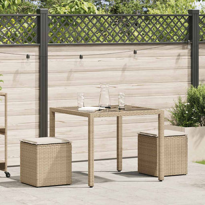 Sgabelli Giardino con Cuscini 4pz Beige 40x40x43 cm Polyrattan - homemem39