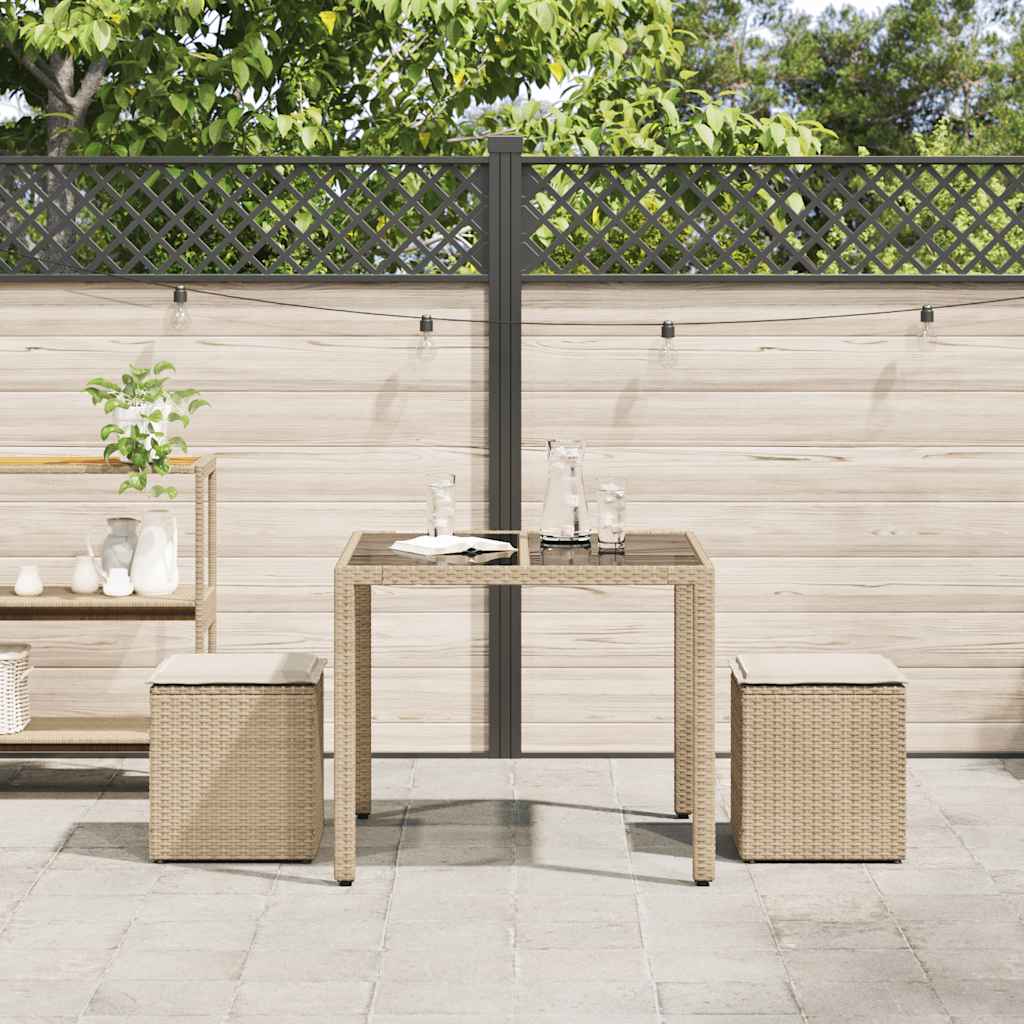 Sgabelli Giardino con Cuscini 4pz Beige 40x40x43 cm Polyrattan - homemem39