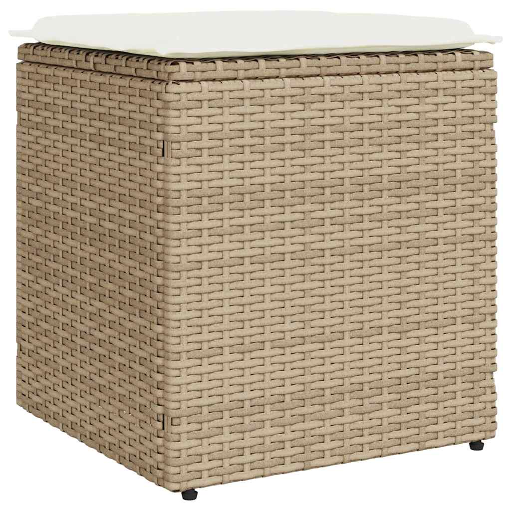 Sgabelli Giardino con Cuscini 4pz Beige 40x40x43 cm Polyrattan - homemem39