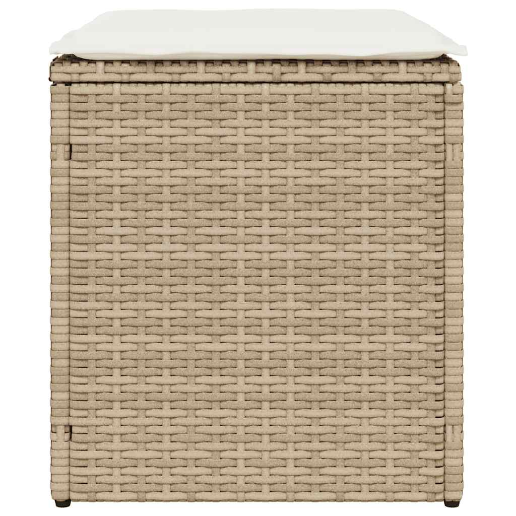 Sgabelli Giardino con Cuscini 4pz Beige 40x40x43 cm Polyrattan - homemem39