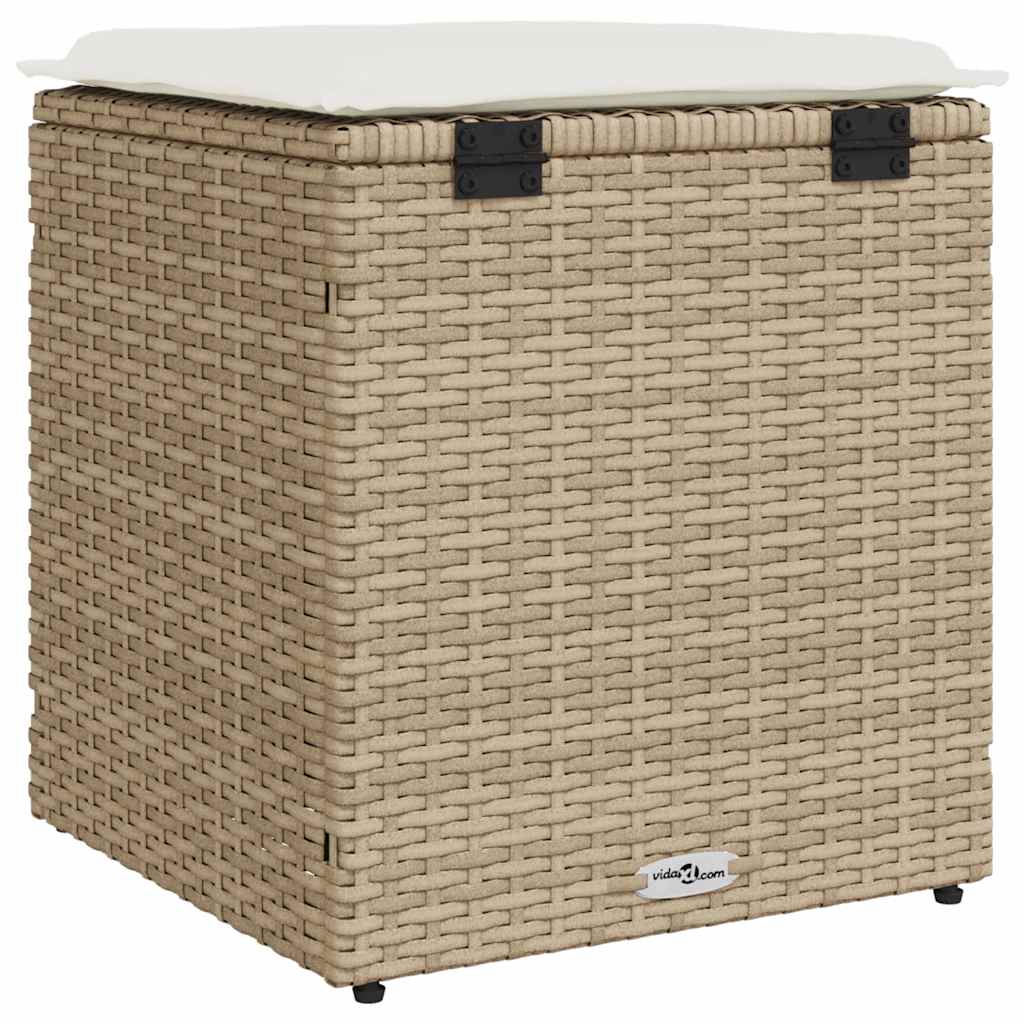 Sgabelli Giardino con Cuscini 4pz Beige 40x40x43 cm Polyrattan - homemem39