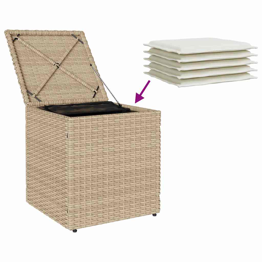 Sgabelli Giardino con Cuscini 4pz Beige 40x40x43 cm Polyrattan - homemem39